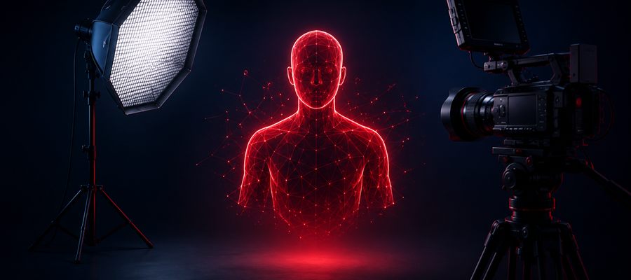 Illustrative concept: AI avatar video production